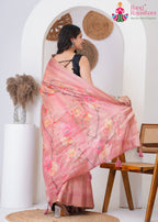 Pink Imported saree with Printed back view