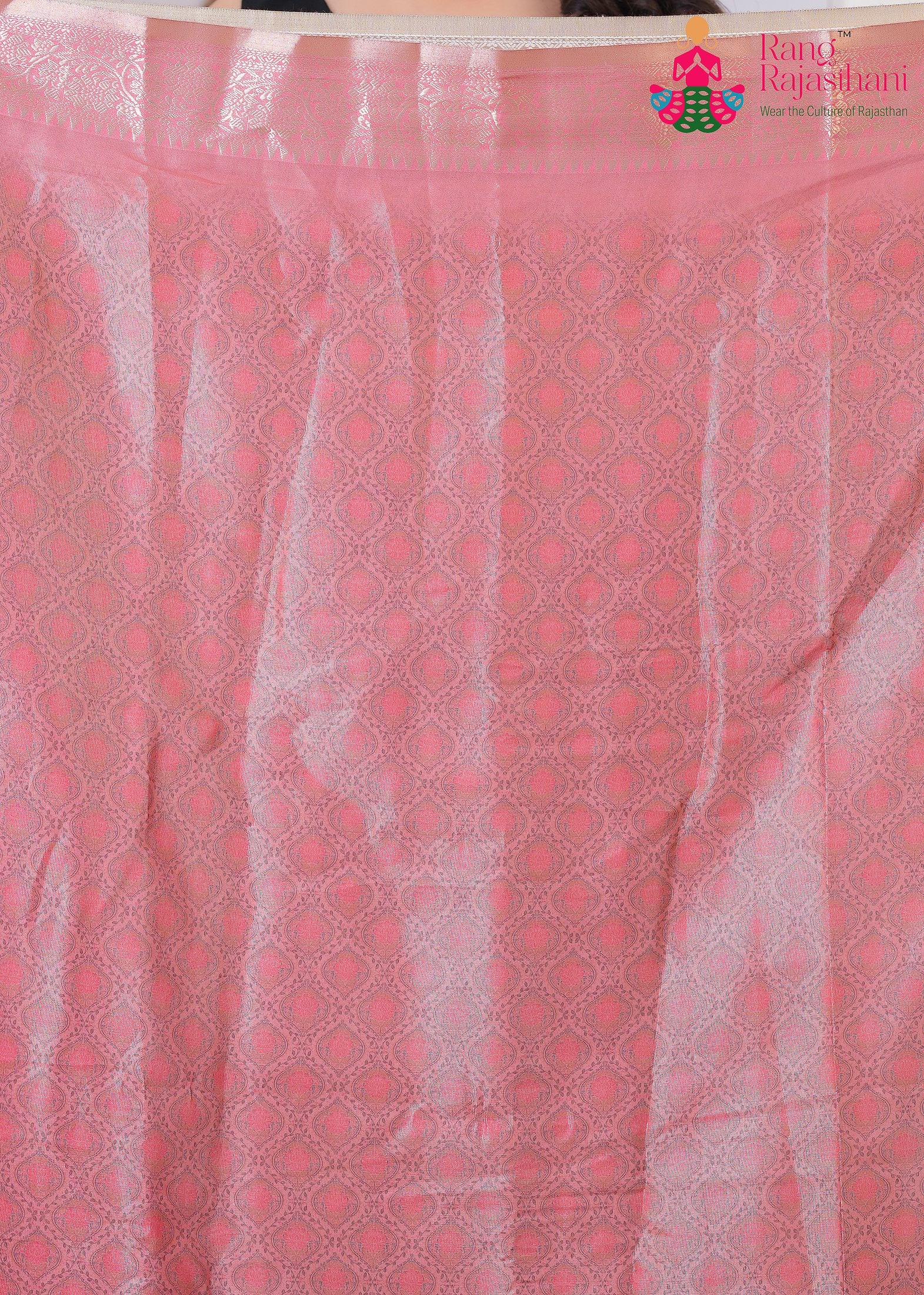 Pink Imported saree with Printed pleats view