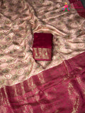 pink art silk meenakari zari saree ethnic wear by Rang Rajasthani