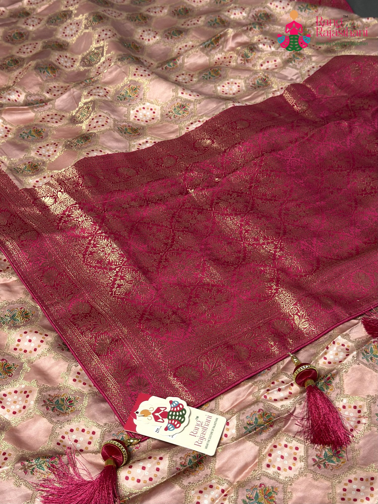 Pink Synthetic Meenakari Zari Saree for Sangeet Night | Luxe Collection