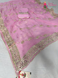pink chiffon gota patti saree for raksha bandhan by Rang Rajasthani