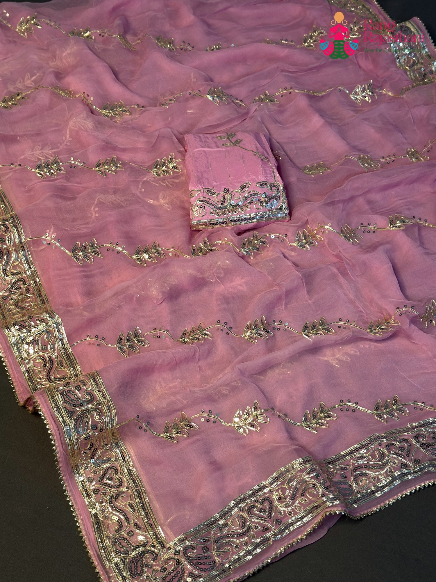 Pink Chiffon Gota Patti Saree for Raksha Bandhan | Stylist Pick