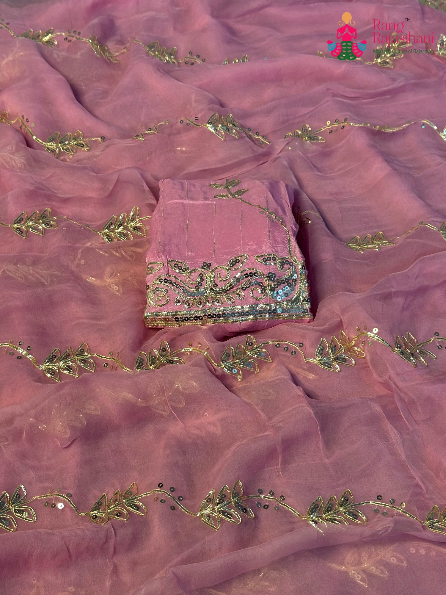Pink Chiffon Gota Patti Saree for Raksha Bandhan | Stylist Pick