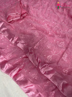 complete look of pink chiffon resham embroidery saree
