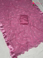 pink chiffon resham embroidery saree ethnic wear by Rang Rajasthani