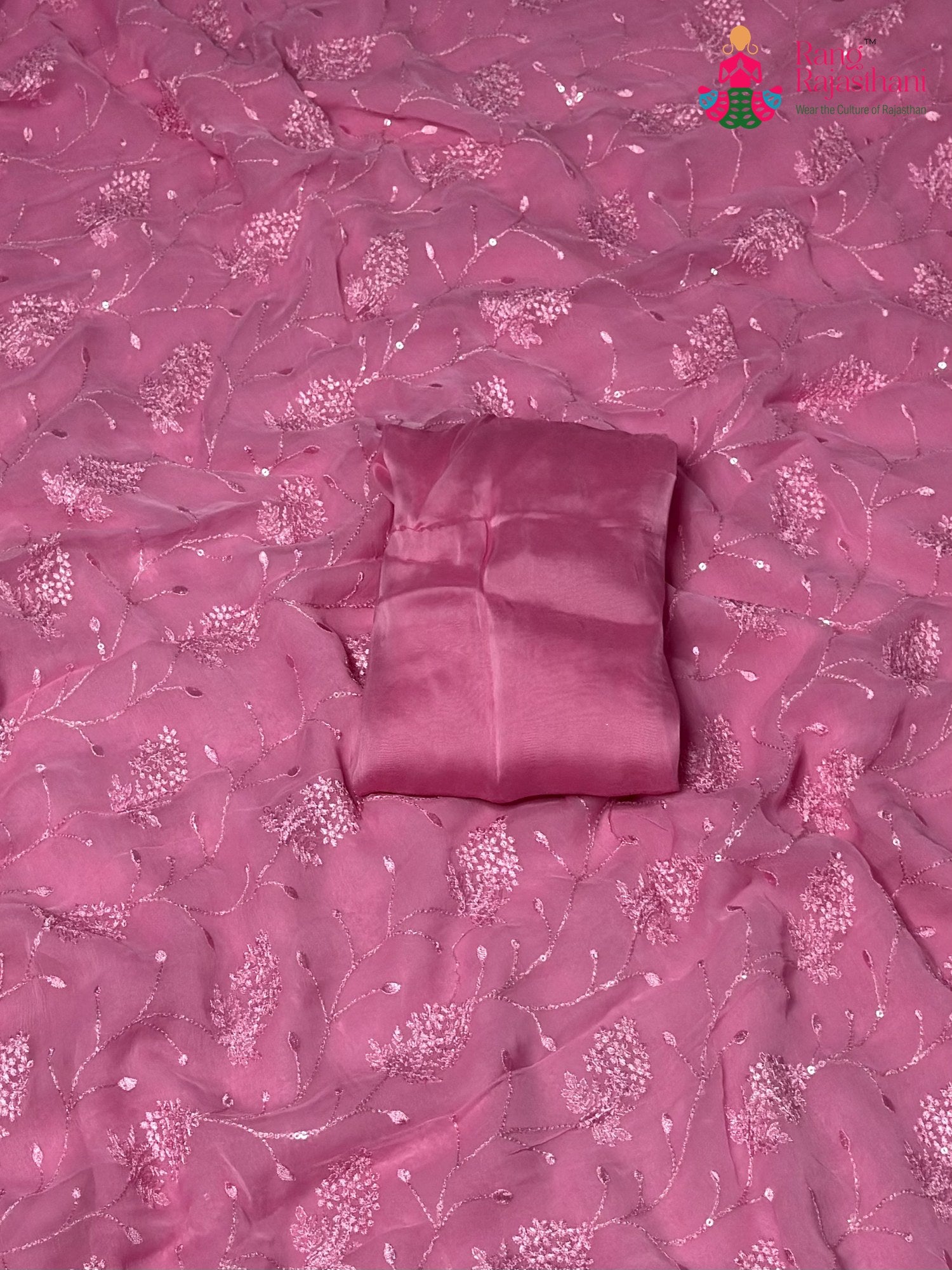 Pink Chiffon Resham Embroidery Saree for Festive Celebration | Heritage Collection