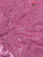 border detail of pink chiffon resham embroidery saree