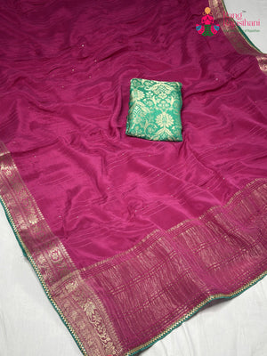 Pink Chinnon Plain Saree for Raksha Bandhan | Top Pick