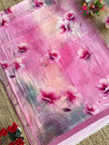 Pink Chinnon Printed Saree for Festive Celebration | Wedding Wear