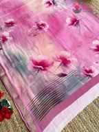 Pink Chinnon Printed Saree for Festive Celebration | Wedding Wear