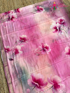 Pink Chinnon Printed Saree for Festive Celebration | Wedding Wear