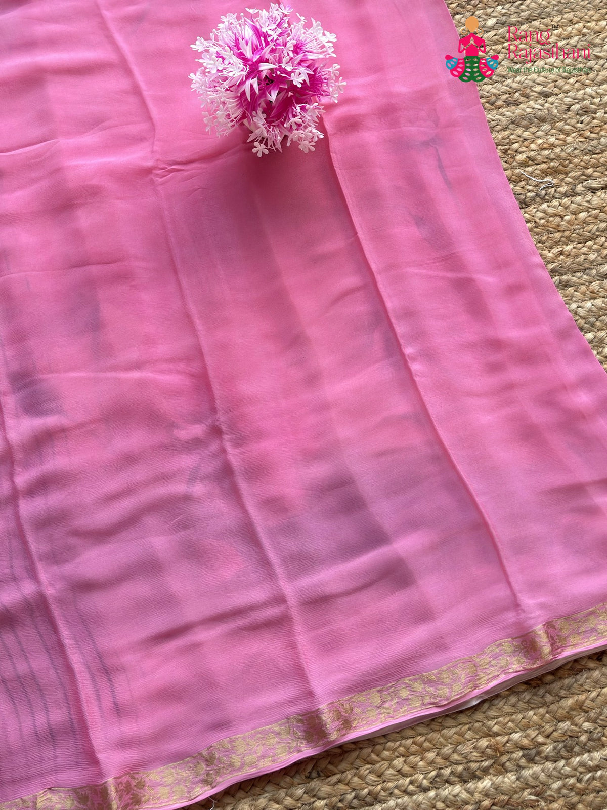 Pink Chinnon Printed Saree for Festive Celebration | Wedding Wear
