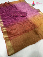 pink chinnon resham embroidery saree for bridal wear by Rang Rajasthani