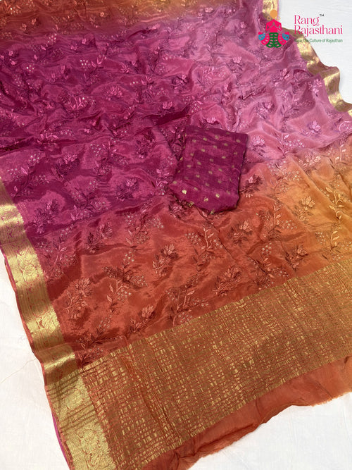 Pink Chinnon Resham Embroidery Saree for Bridal | Designer Pick main-image