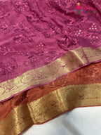 Pink Chinnon Resham Embroidery Saree for Bridal | Designer Pick