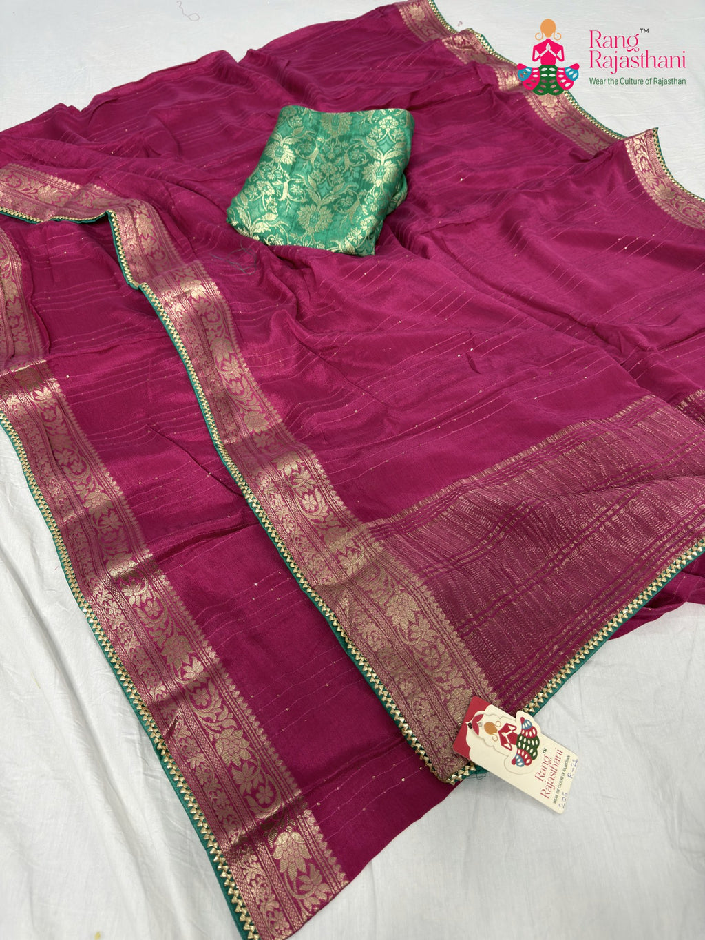complete look of pink chinnon saree