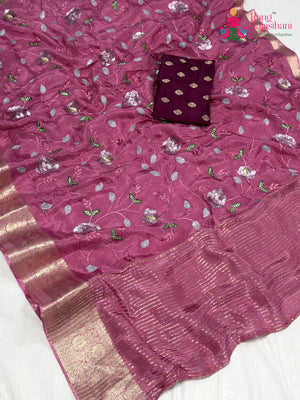 Pink Chinnon Sequin Saree for Bridal | Shop Now