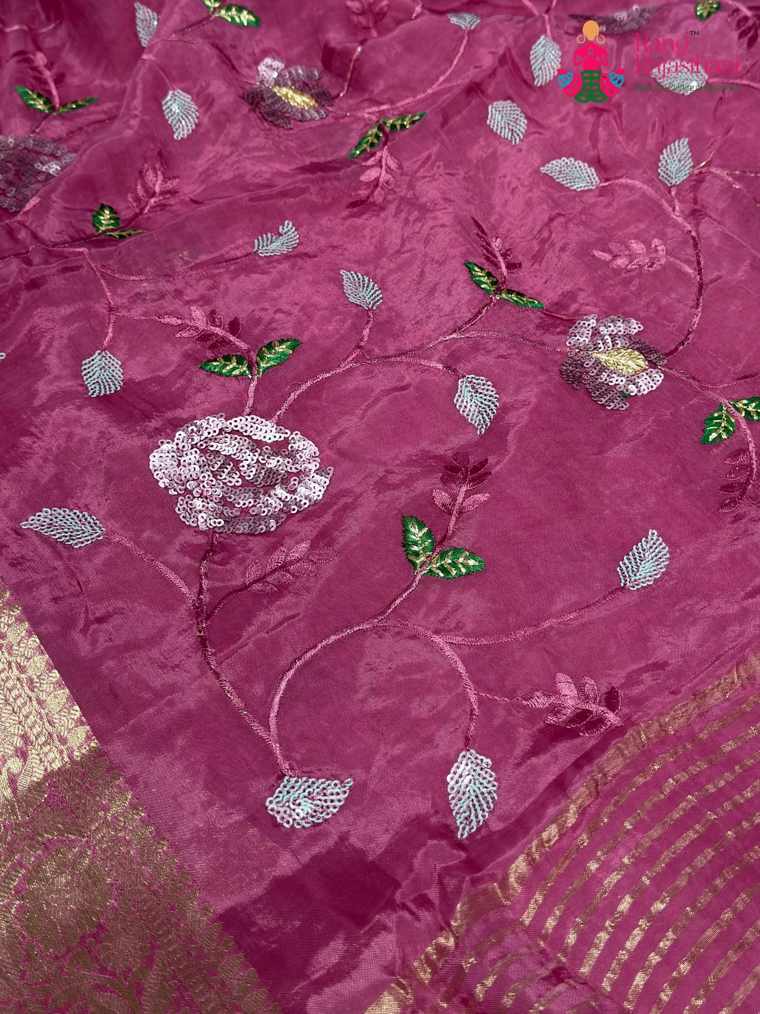 Pink Chinnon Sequin Saree for Bridal | Shop Now