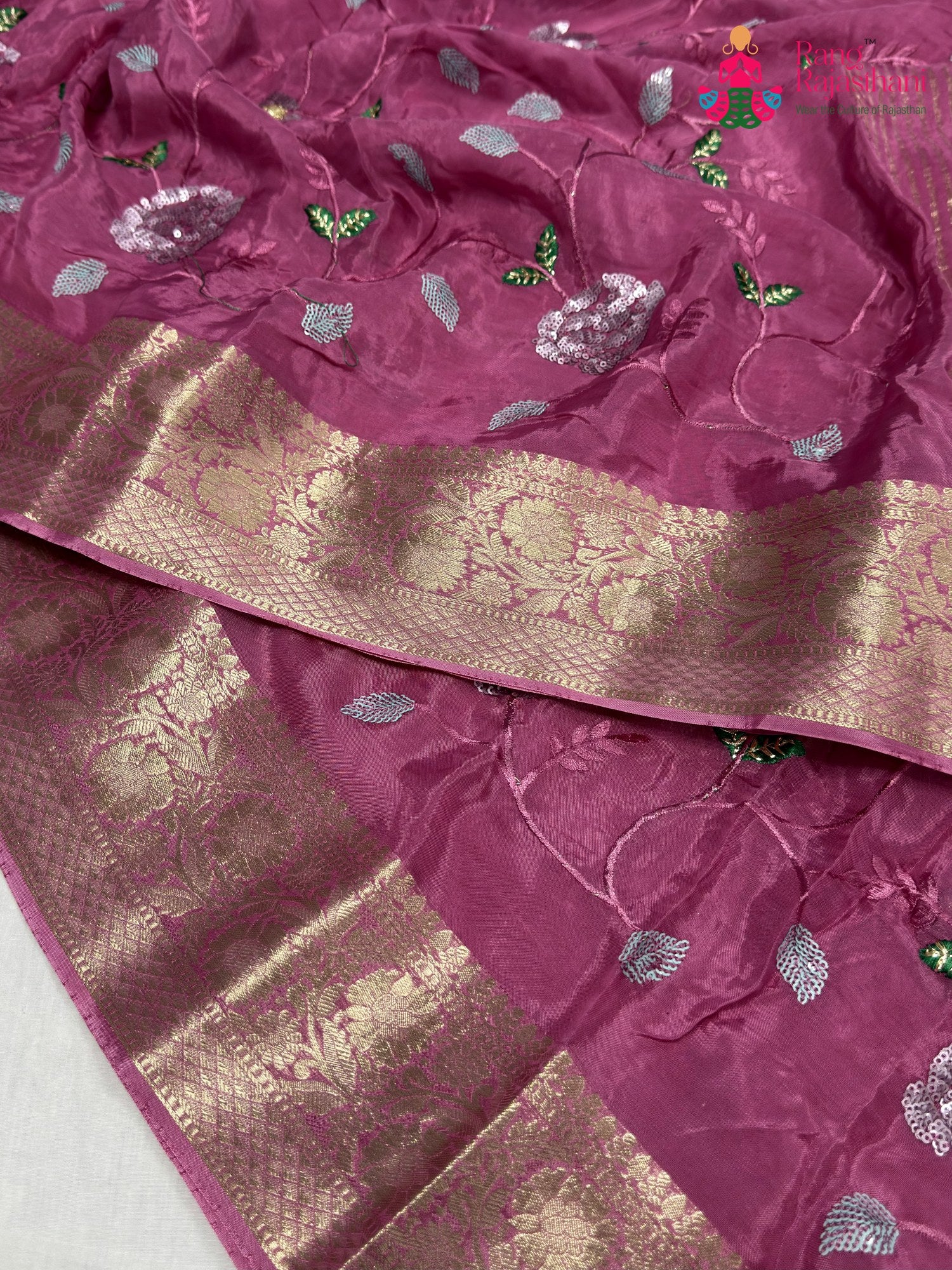 Pink Chinnon Sequin Saree for Bridal | Shop Now