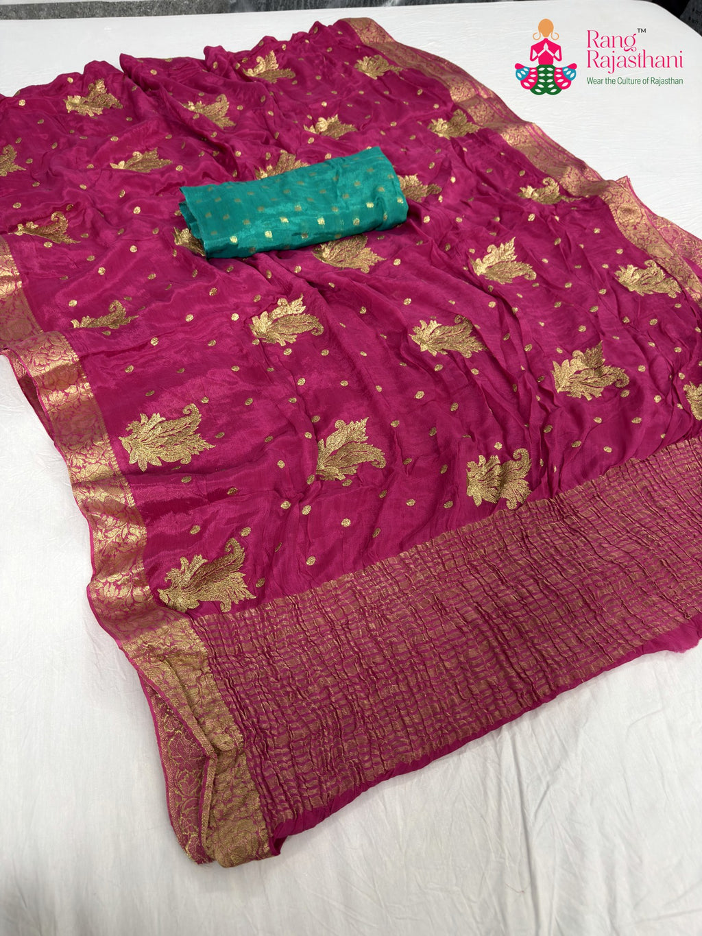 pink chinnon sequin saree for mehendi ceremony by Rang Rajasthani