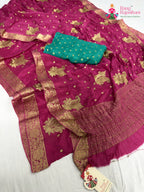 complete look of pink chinnon sequin saree