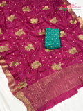 Pink Chinnon Zari Embroidery Saree for Mehendi Ceremony | Buy Today