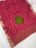Pink Chinnon Resham Embroidery Saree for Wedding Guest | Heritage Edit