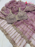Pink Net Sequin Saree for Wedding Reception | Style Pick