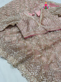 Pink Net Sequin Saree for Wedding Reception | Indian Wear