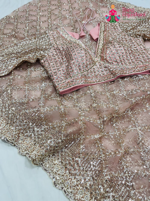 Pink Net Sequin Work Saree : Soft Balance test product main-image