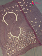 chunni detail of pink net zari embroidery saree