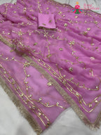 Pink Pure Chiffon Gota Patti Work Saree : Gentle Glow