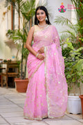 Pink Pure Chiffon Gota Patti Saree for Raksha Bandhan | Timeless Drape