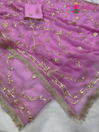 Pink Pure Chiffon Gota Patti Work Saree : Gentle Glow