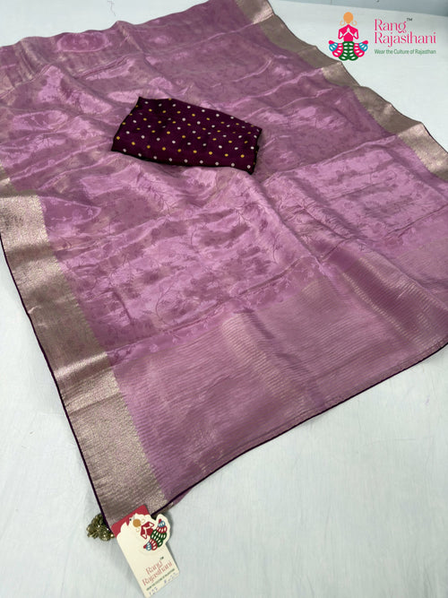 Pink Pure Ho Silk Jacquard Weave Saree : Balanced Grace main-image