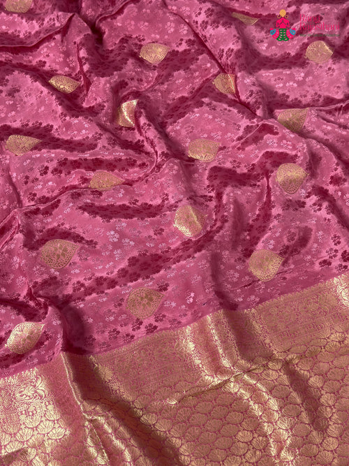 Pink Pure Russian Silk Banarasi Zari Weave Saree for Wedding Reception | Shop Now main-image