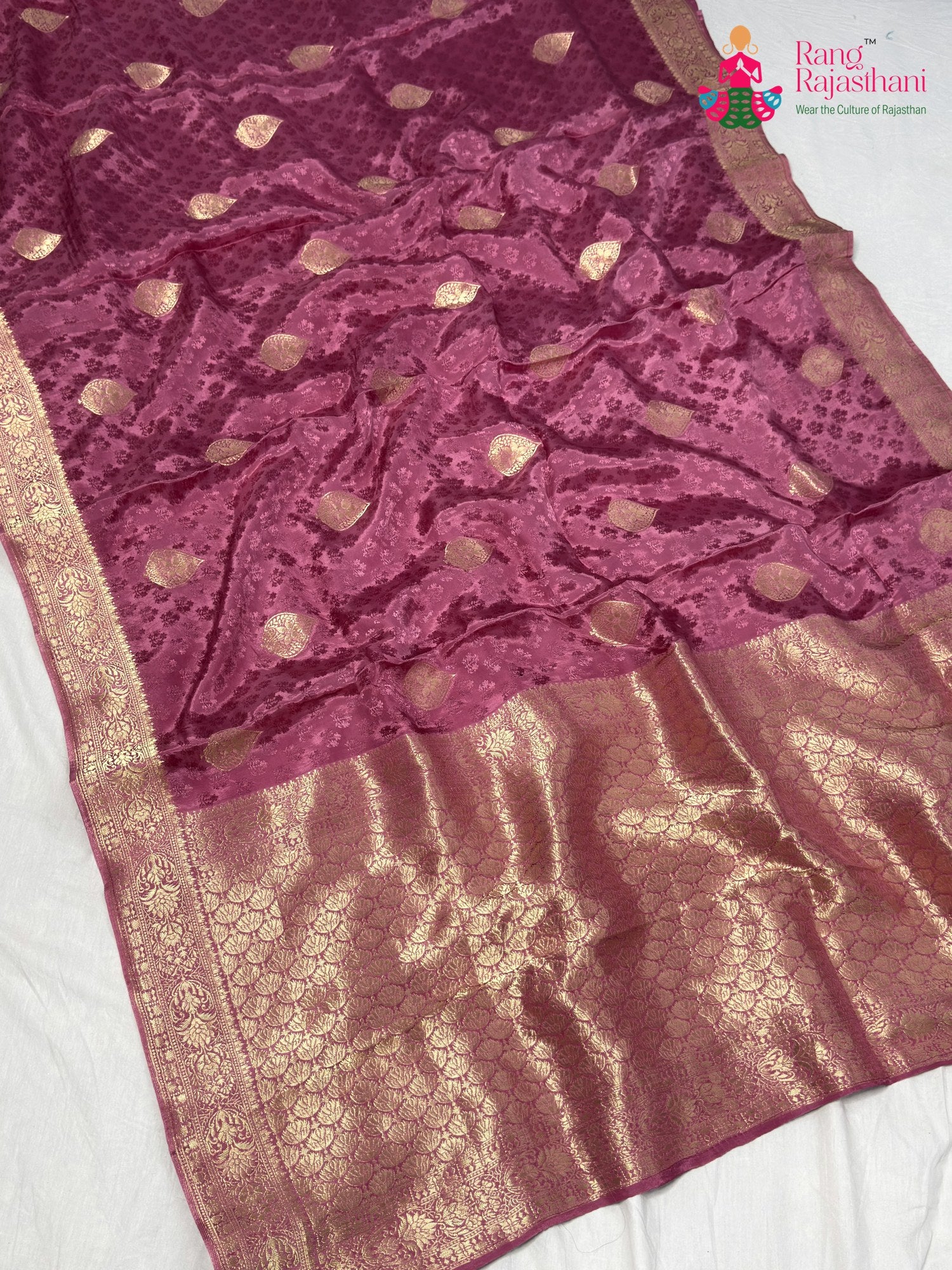 Pink Pure Russian Silk Banarasi Zari Weave Saree for Wedding Reception | Authentic Weave