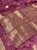 border detail of pink pure russian silk banarasi zari weave saree