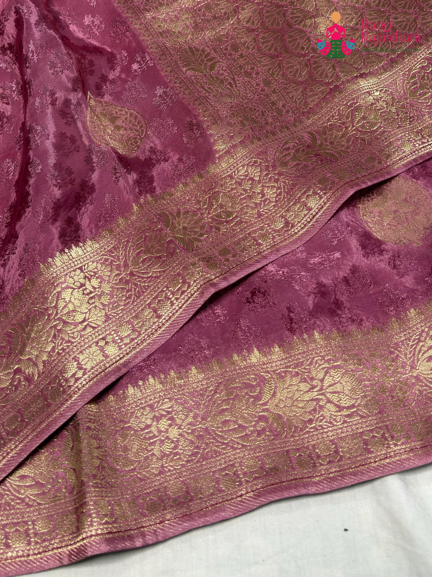 Pink Pure Russian Silk Banarasi Zari Weave Saree for Wedding Reception | Authentic Weave