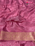 fabric texture of pink pure russian silk banarasi zari weave saree