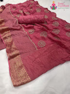 pink pure silk zari embroidery saree for festive celebration by Rang Rajasthani