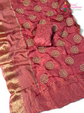 Pink Pure Russian Silk Zari Embroidery Saree for Festive Celebration | Best Seller