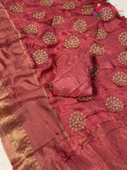 pink pure silk zari embroidery saree ethnic wear by Rang Rajasthani