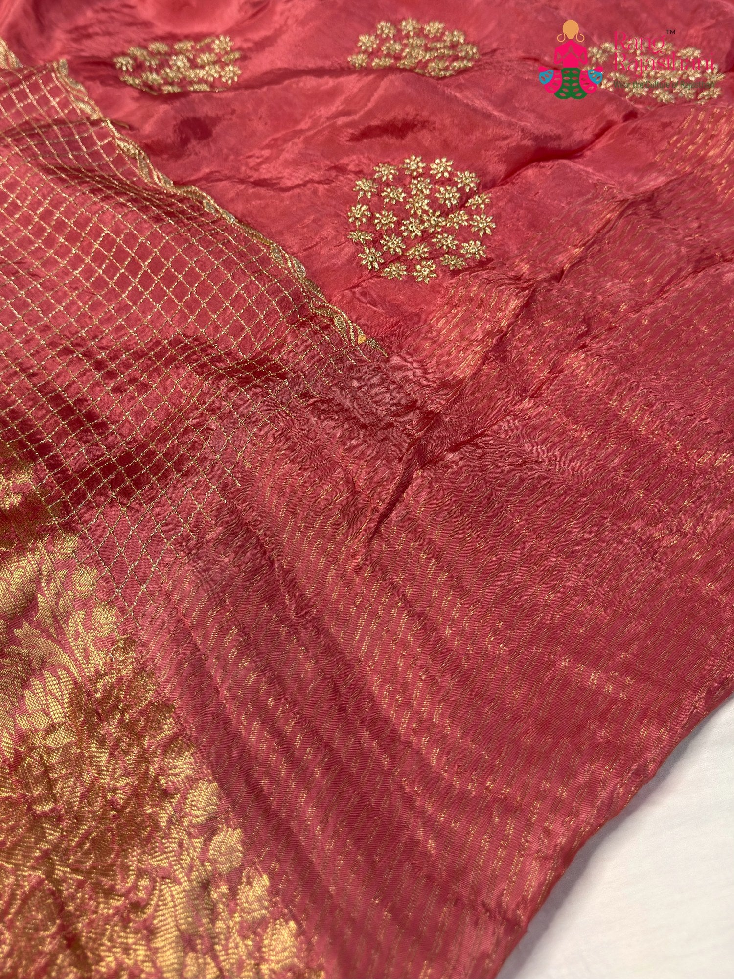 Pink Pure Russian Silk Zari Embroidery Saree for Festive Celebration | Best Seller