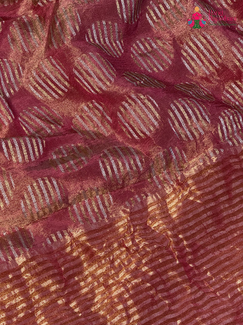 Pink Pure Tissue Silk Banarasi Zari Weave Saree for Sangeet Night | Shop Now main-image