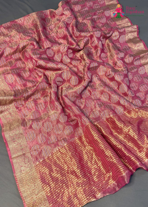 Pink Pure Tissue Silk Banarasi Zari Weave Saree for Sangeet Night | Heritage Weave main-image