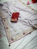 complete look of pink pure tissue silk gota patti saree 