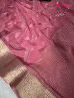 work detailing of pink silk saree