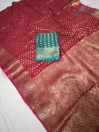 pink soft georgette banarasi zari weave saree for sangeet night by Rang Rajasthani