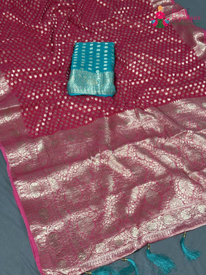 Pink Soft Georgette Banarasi Zari Weave Saree for Sangeet Night | Festive Collection